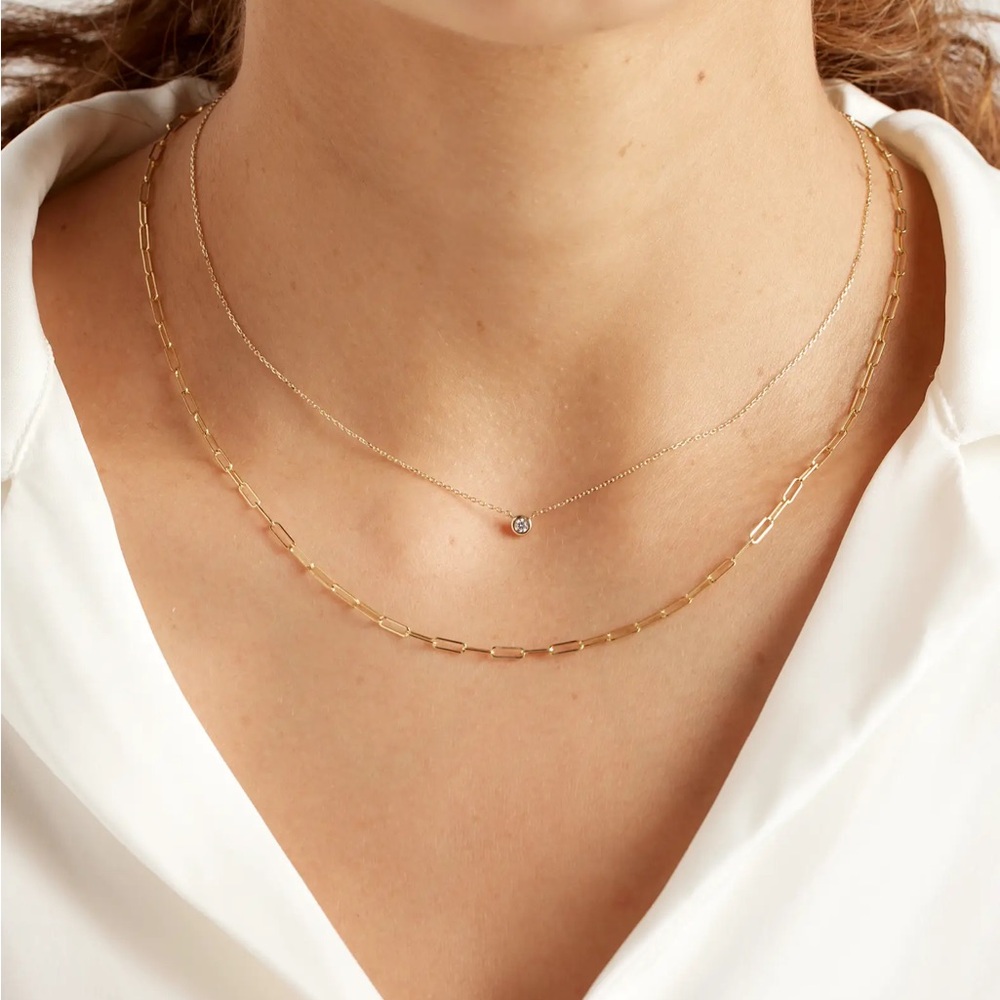 Quince 14K Gold Diamond Bezel Necklace,
Carat Weight 0.06 - Picture 2 of 5